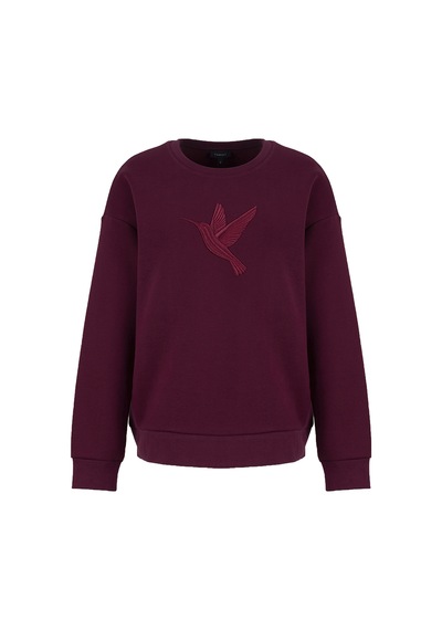 Fabrika Bordo Kadın Bisiklet Yaka Loose Fit Nakışlı Sweatshirt F6wl-swt0087