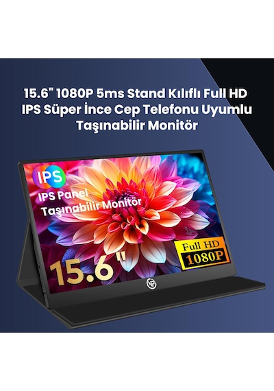 Npo NPM6 15.6" 5 MS 60 Hz Telefon Ve Oyun Konsolu Uyumlu Full HD IPS Taşınabilir Monitör
