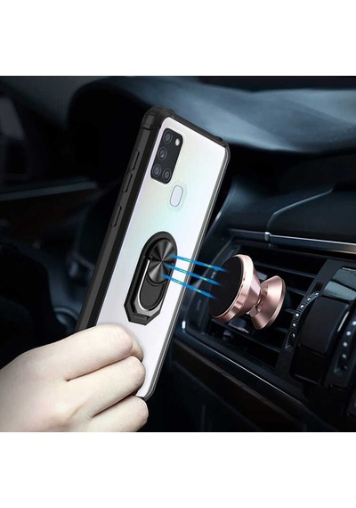 Samsung Galaxy Uyumlu A21S Kilif Standli Yüzüklü Mola Silikon Kapak 393062302