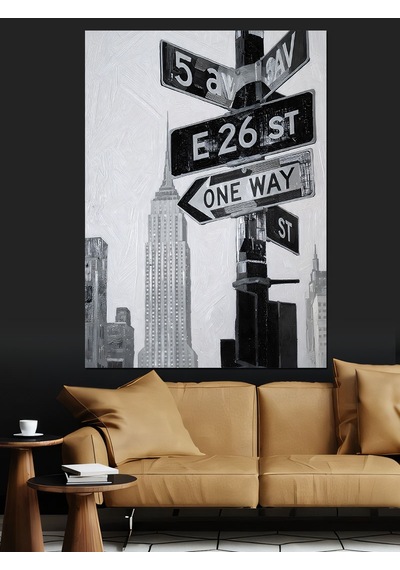 Ahşap Tablo Siyah Beyaz New York