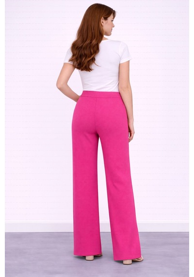 Neden Tekstil Beli Lastikli Bol Paça Polyester Pantolon - Fuşya