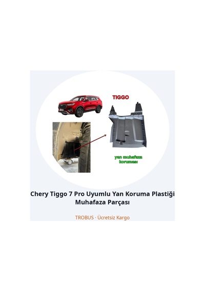 Trobus Chery Tiggo 7 Pro Uyumlu Yan Koruma Plastiği Muhafaza Parçası