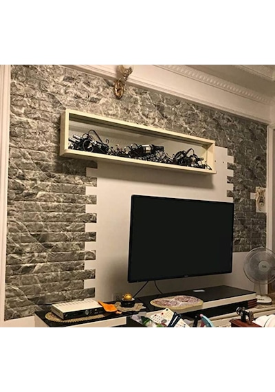 Kendinden Yapışkanlı Esnek Alaca Gri Tuğla Duvar Paneli 3D Kağıdı