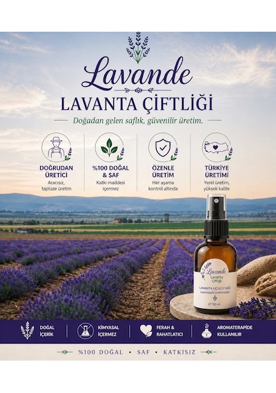 Lavande Lavanta Çiftliği Lavanta Yağı L.Angustifolia Sprey 50 ML