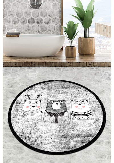 Three Bears Çap Banyo Halısı Djt 80x80 cm, Banyo Halısı , Banyo paspası yıkanabilir