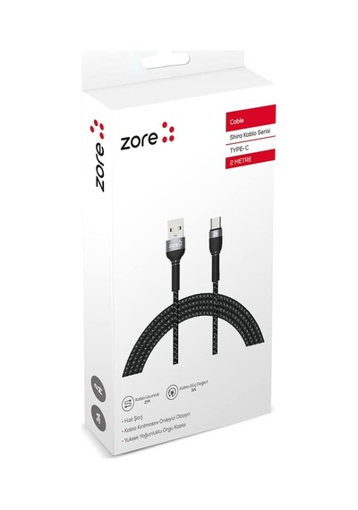 Tr Zore Shira Serisi Type-c Usb Örgülü Kablo 2m Diğer