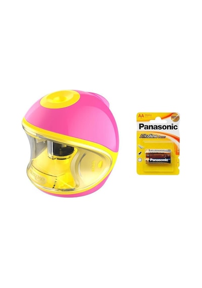 Keyroad Pilli Otomatik Kalemtraş KR971783 Pembe  + Panasoic 2 Adet Alkaline Power