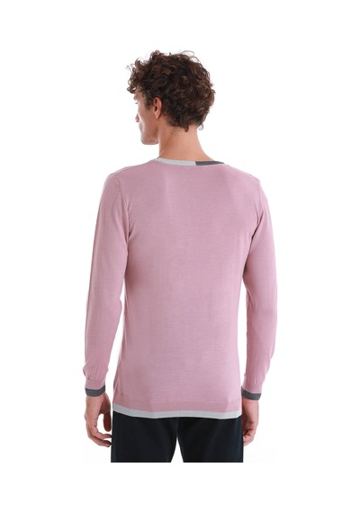 Hatemoğlu Pembe Regular Fit Düz Bisiklet Yaka Yünlü Triko Kazak 34122023a001 014 Pembe