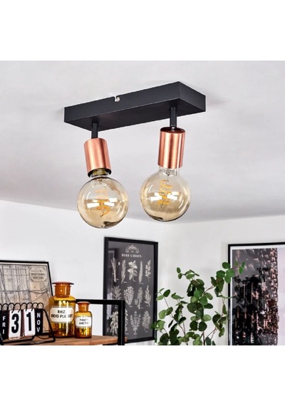 Riolıght Modern2 Siyah1 2xe27 Duylu Mafsallı Hareketli2 Başlık Glop Ampul Hariç Metal Spot Avize Siyah