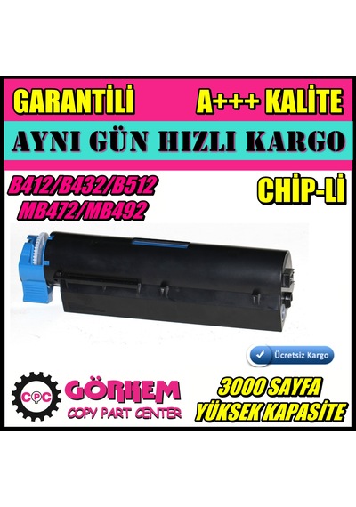 Oki B412Dn / B432Dn / B512Dn / Mb472W / Mb492Dn / Mb562Dnw Toner