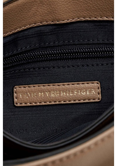 Tommy Hilfiger Logolu Çıkarılabilir Askılı Çanta Kadın Çanta Aw0aw19195 R06 Açık Kahve Kahverengi