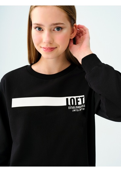 Regular Fit Kadın Sweatshirt Siyah