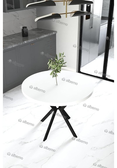Yuvarlak Mutfak Masası Sabit 90 Cm Beyaz Beyaz 90 X 90 Çok Renkli