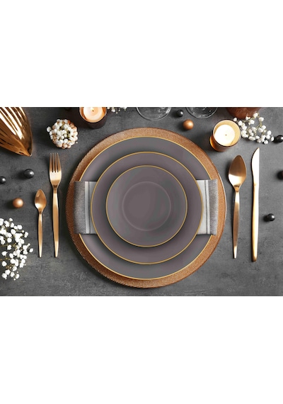 The Mia Basic Yemek Tabağı 6 Lı Set Gri - 20cm