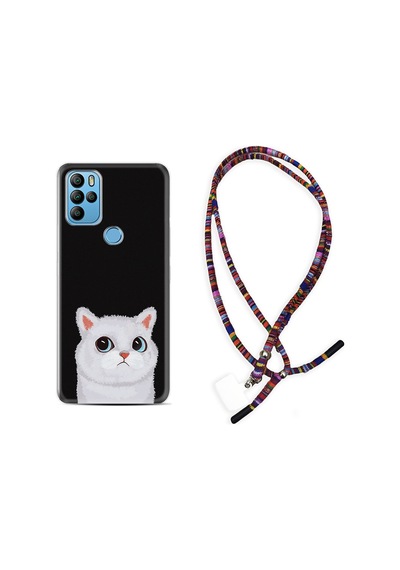 General Mobile Gm21 Pro Kılıf Rasta Boyun Askılı White Cat 1835