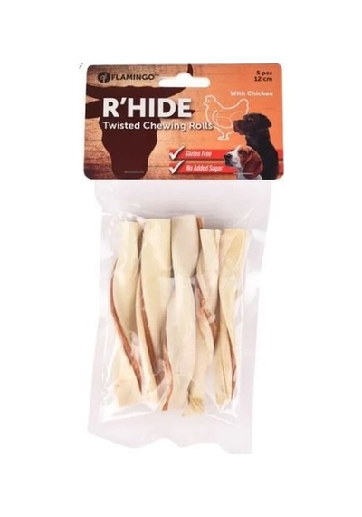 Flamingo Rhide Twisted Tavuklu Burgu Çubuk Köpek Ödül Maması 12 CM 70 G