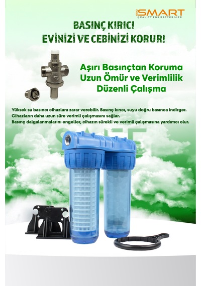 Silifoz Filtreli Kireç Önleyici 2li Daire Girişi Su Arıtma Cihazı