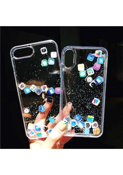 Teknomoda Apple iPhone 11 Kilif Simli Sulu Uyumlu iOS Menü Ikon Silikon 537097933