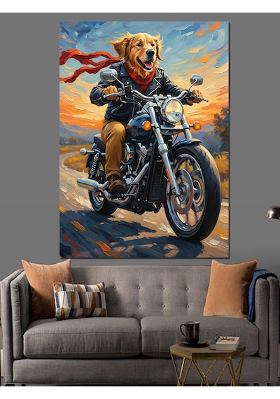 Ahşap Tablo Klasik Motosikletçi Hız Tutkusu Dekoratif Tablolar