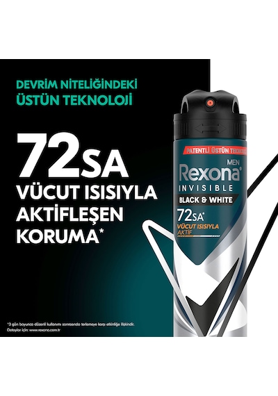 Rexona Men Invisible Black & White Erkek Sprey Deodorant 3x150 ML