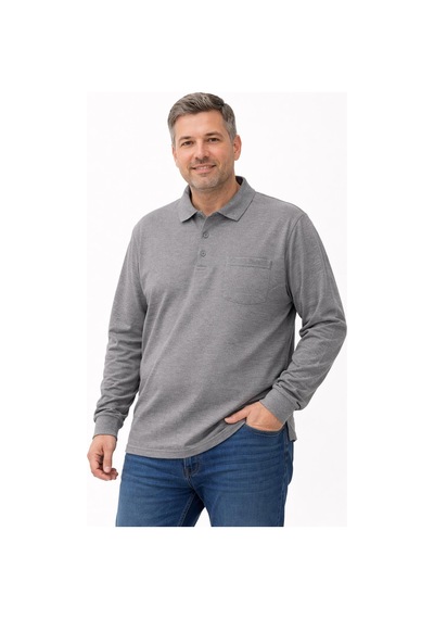 Ercan Büyük Beden Erkek Polo Yaka Uzun Kol Penye Sweatshirt - 7523 Gri