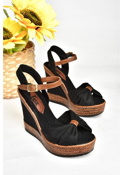 Fox Shoes Siyah Kadın Dolgu Topuklu Ayakkabı 9674071005 Siyah