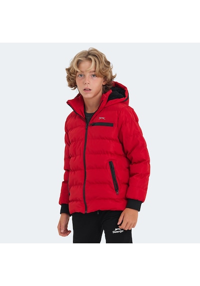 Slazenger CAPTAIN Çocuk Kapüşonlu Şişme Kırmızı Mont & Kaban