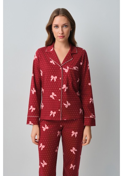 Suwen Teddy Ribbon Gömlek Yaka Pijama Takımı Wsh10510135978 Kırmızı Kalpli Suwen Teddy Ribbon Gömlek Yaka Pijama Takımı Wsh10510135978 Kırmızı Kalpli