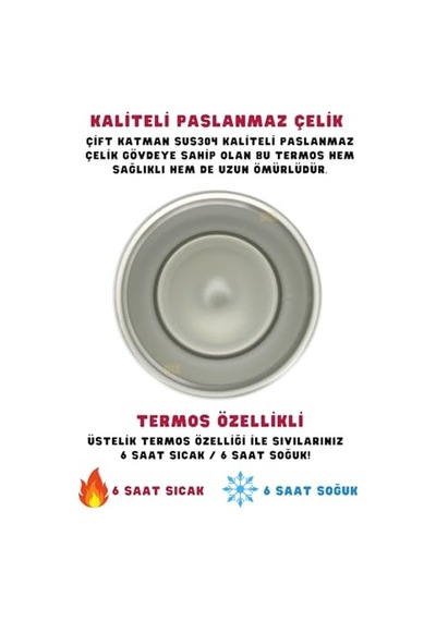 Resmi Lisanslı 550ml Rahat İçim Çift Katmanlı Paslanmaz Çelik Termos 6 Saat Sıcak Soğuk Premium Kutu