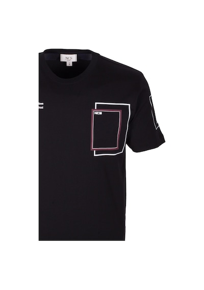 Erkek Tişört Bisiklet Yaka Slim Fit Baskılı T-shirt Ncs Jeans 1292 Siyah