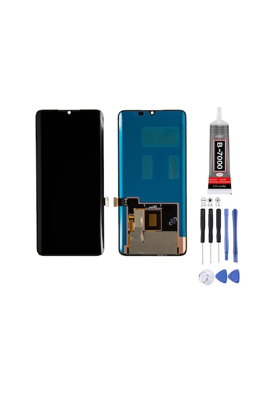 Xiaomi Mi Note 10 Pro Uyumlu Lcd Ekran Çıtasız Siyah Edge + Montaj Kiti