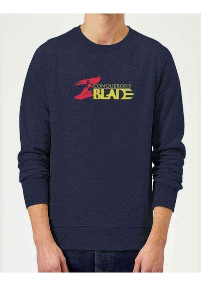 Conqueror' Balde Baskılı Indigo Mavi Erkek Örme Sweatshirt