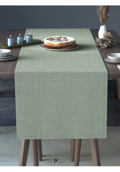 Br Perle Perle Home Keten Dokulu Runner Yeşil Renk Dekoratif Şık Runner Örtü