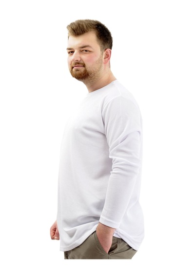 Mode Xl Büyük Beden Erkek Sweatshirt Bisiklet Yaka Uzun Kol Waffle 23460 Beyaz Beyaz