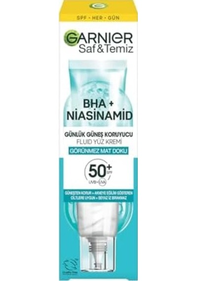 Saf Ve Temiz Bha Niasinamid Günlük Güneş Koruyucu Fluid Yüz Kremi Spf50, 40 Ml