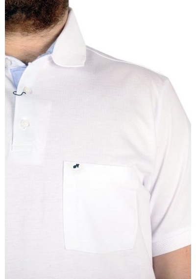 Mode Xl Erkek Tshirt Polo Yaka Cepli Klasik Pike 20552 Beyaz 001