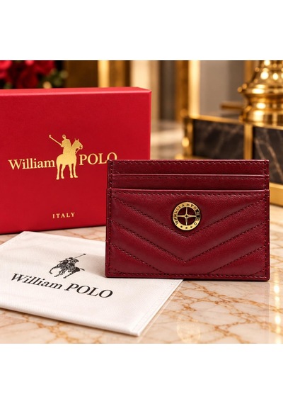 Williampolo Anka Hakiki Deri Unisex Kartlık-ince Tasarım Bordo