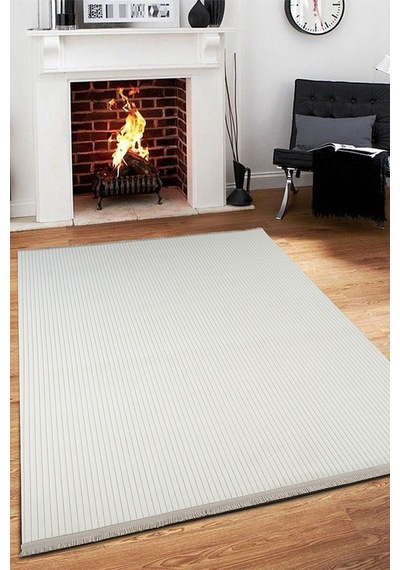 Tropikal Home Relax Dekoratif Kaymaz Tabanlı Yıkanabilir ve Leke Tutmaz Dört Mevsim Yolluk Krem