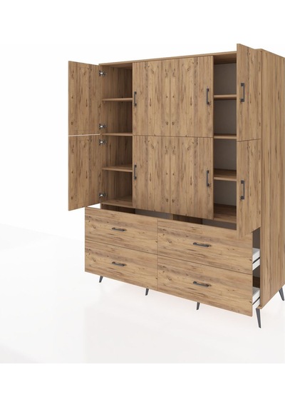 Kronos Gardrop 8 Raflı 4 Çekmeceli 8 Kapaklı 176x59x221 Çam-çam Beyaz Kronos Gardrop 8 Raflı 4 Çekmeceli 8 Kapaklı 176x59x221 Çam-çam Beyaz