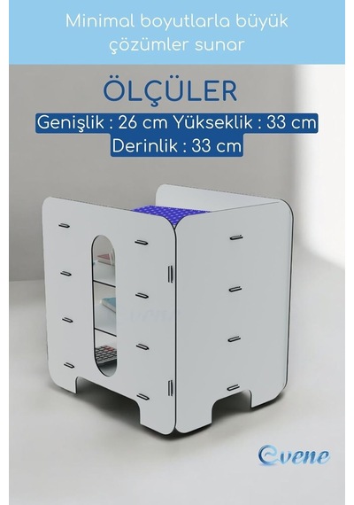 Evene Dosya Düzenleyici Masa Üstü Organizer Ahşap Enanrak Raflı Model 1, Beyaz, Evene