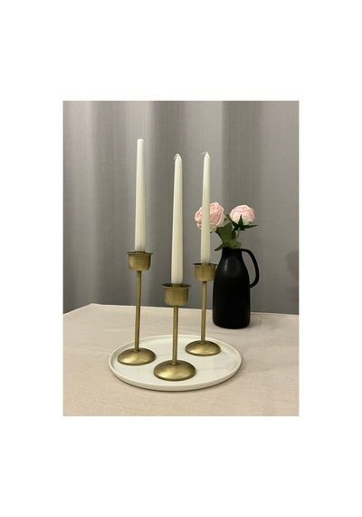 Gold Rengi Bloom 3'lü Şamdan & Mumluk Seti Pirinç Kaplama - 820385533 Pirinç Kaplama