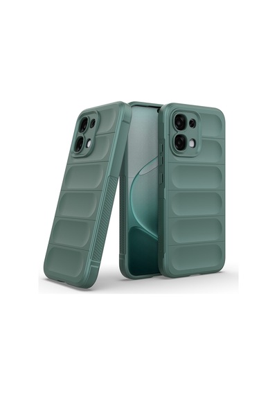 Maks Technology Oppo A6 Pro Uyumlu Kılıf Esnek Tpu Oyuklu Arka Yüzey Tasarımlı Mkst Etnik Silikon Kapak - Koyu Yeşil