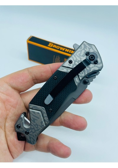 Browning Kamp Marka F119 Metal Kasa Yarıotomatik Kutusunda //22cm Gümüş - Siyah