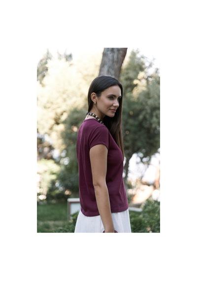 Bohemai Suva Kısa Kol Bordo T-shirt Bordo