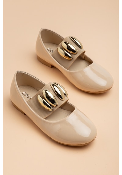 Dilimler Ayakkabı Kız Çocuk Babet Ten Rugan Elastik Bantlı-4588 Ten