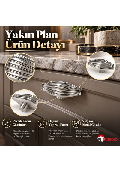 Haskan Taha Düğme Kulp Krom