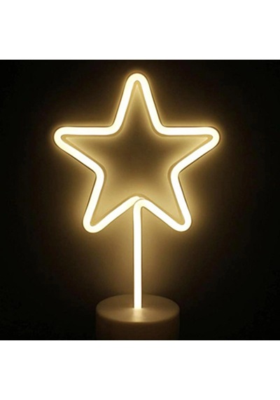 Yıldız Tasarımlı Neon Led Masa Ve Gece Lambası Dekoratif Işık 5468 Çok Renkli