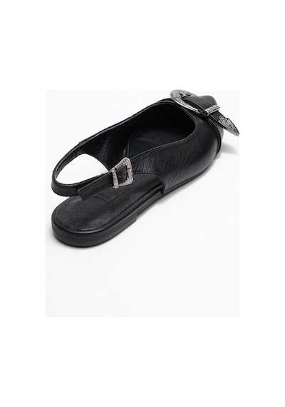 Luvishoes Luvi Shoes Dorothy Siyah Hakiki Deri Tokalı Sivri Burunlu Kadın Sandalet Siyah