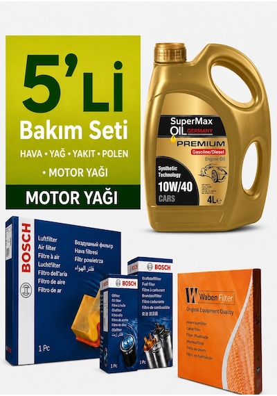 Bosch Mitsubishi Asx 1.6 Dizel Filtre Bakım Seti-supermax Oil Germany 10w40 4lt 2015-2018 5 Li