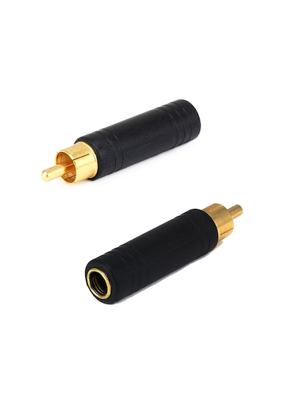 RCA Erkek - 6.3mm Dişi Çivi Jack Çevirici Gold